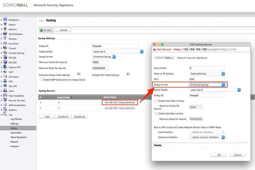 SonicWall SonicOS 6.2.7 Enhanced Syslog Per Device