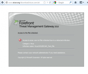 Forefront TMG Block Page - Blocked Due to Infection