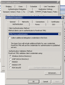 Forefront TMG HTML Form Authentication