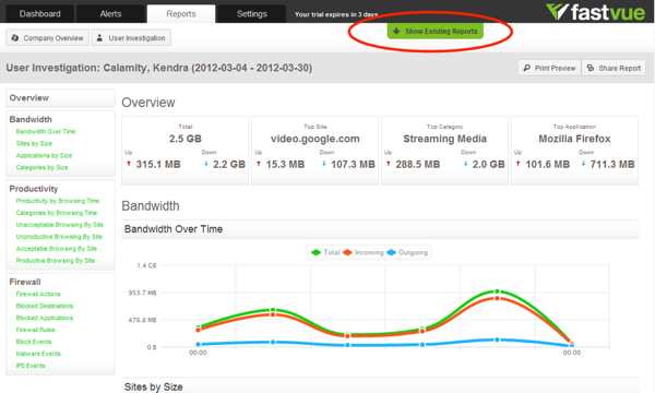 Show Existing Reports 