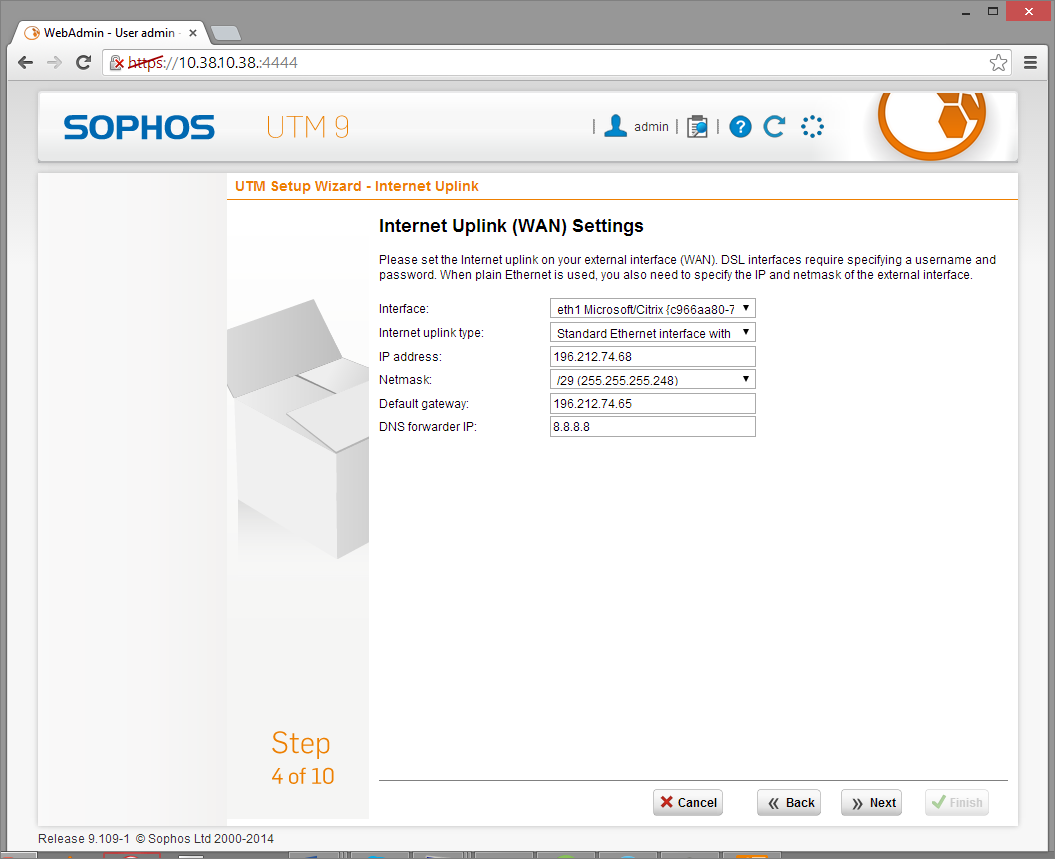 Sophos UTM Deployment - Initial Configuration Wizard 8